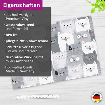 cover-your-desk.de Schreibtischunterlage abwaschbar - Katzen-Konferenz - aus premium Vinyl - Made in Germany, (1 tlg)