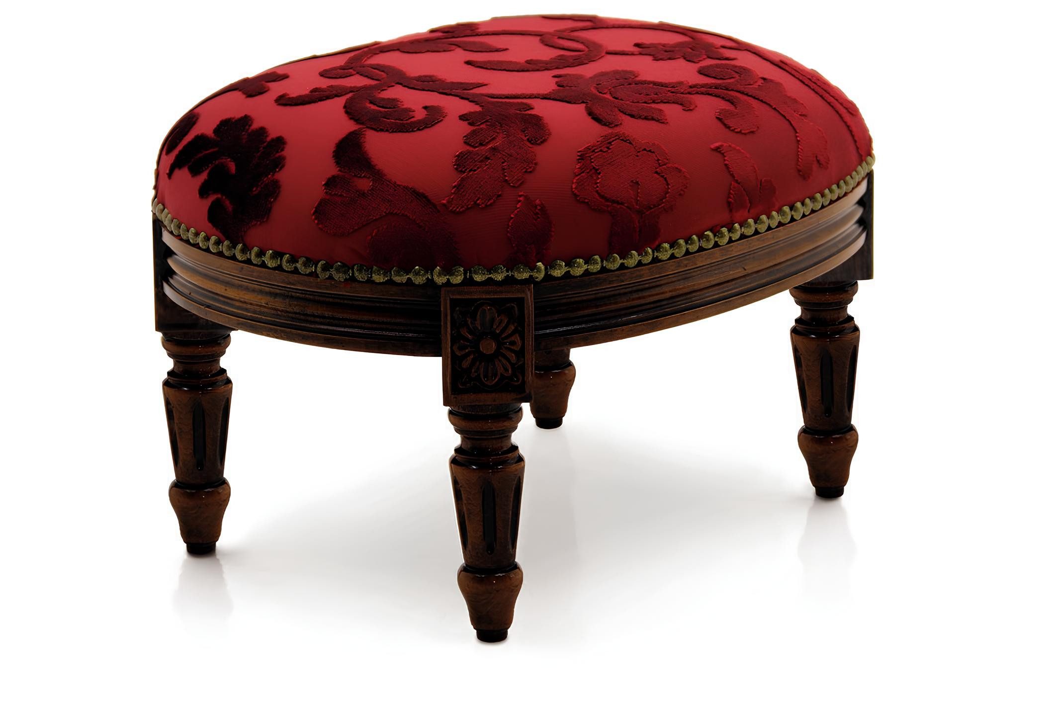 JVmoebel Fußhocker Roter Pouf Hocker mit Wellenunterfederung und Holzfüßen (1 St), Made in Europa