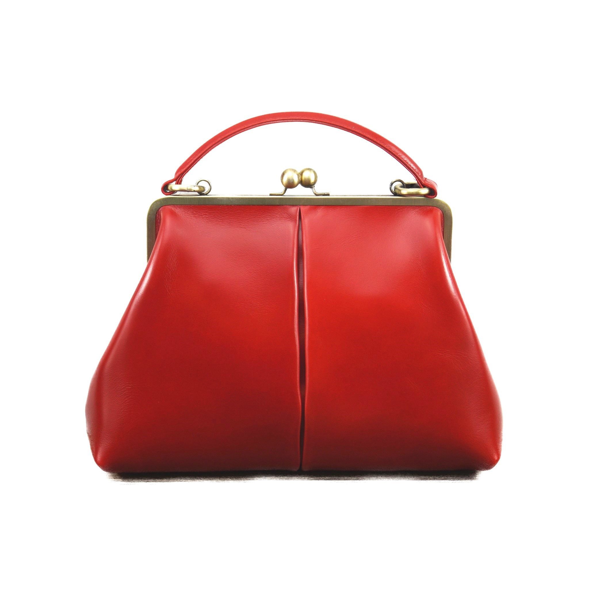 Taschenkinder Handtasche Damen Ledertasche "Vintage Olive" Henkeltasche und Schultertasche (einfach), Echtes Glattleder vom Rind