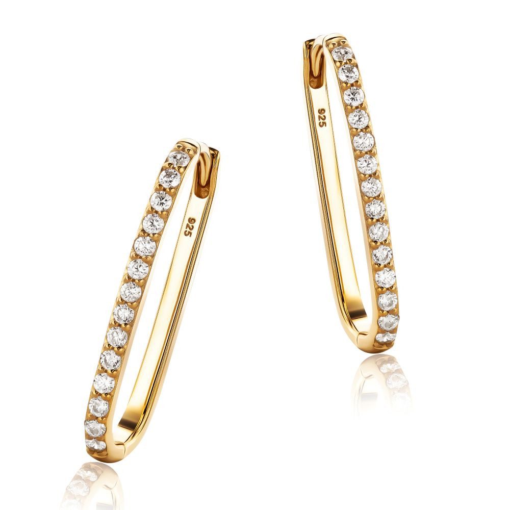 Miore Klappcreolen MSAE294E - 925 Sterling Silber Ohrringe vergoldet - Zirkonia 0,84 Kt, für Damen 18 Kt. vergoldet
