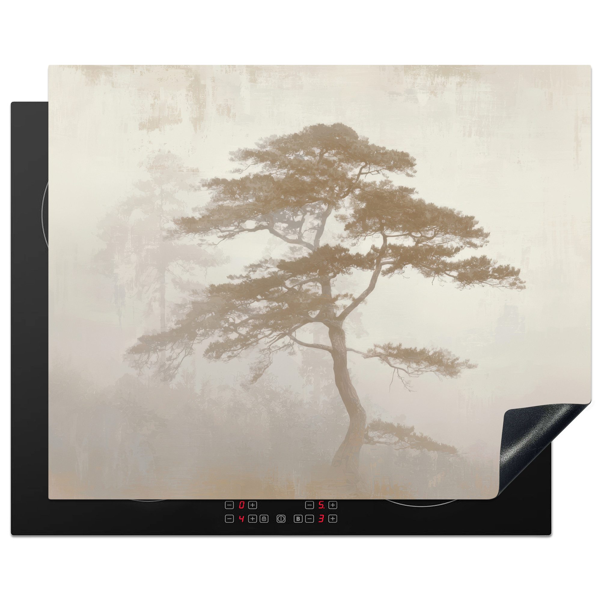 MuchoWow Herd-Abdeckplatte Baum - Orientalischer Stil - Landschaft, Vinyl, (1 tlg), Herdabdeckplatten für Ceranfeld, Induktionsschutz, 65x55 cm