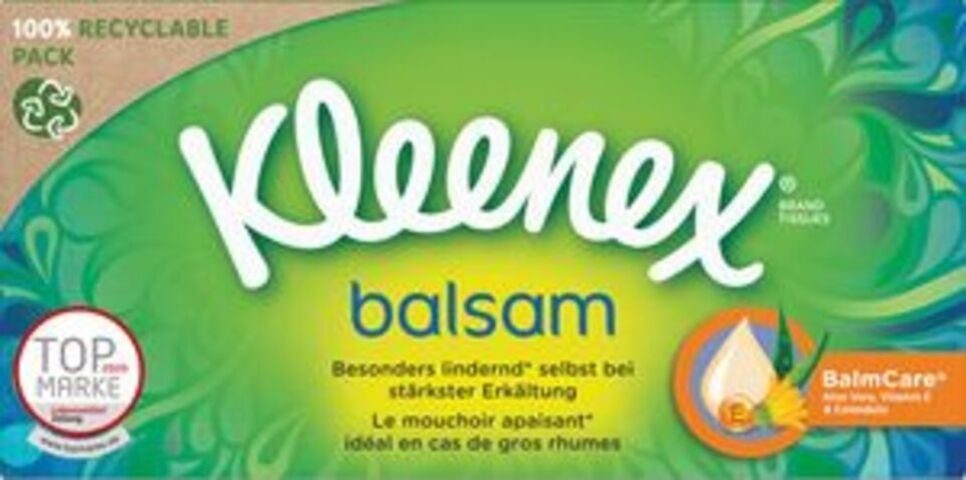 KLEENEX Papiertaschentücher Balsam Papiertaschentücher 4-lagig 56er (1-St)