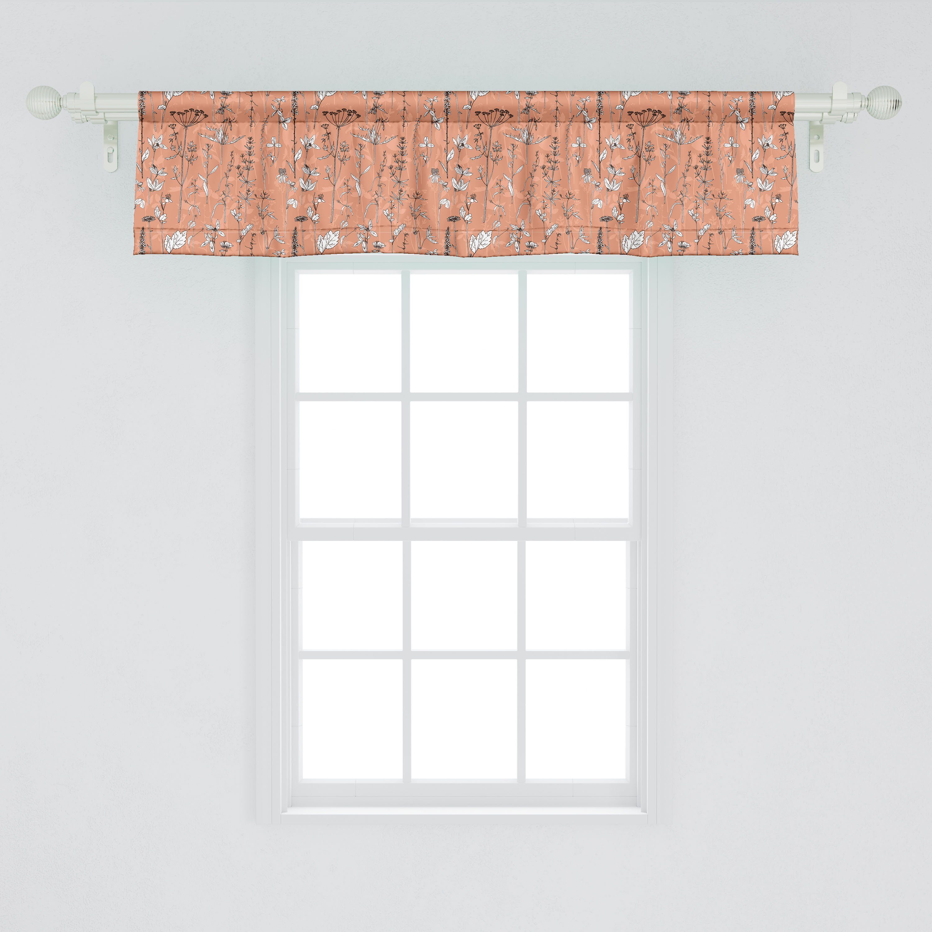 Scheibengardine Vorhang Volant für Abakuhaus, Botanisch Stangentasche, Microfaser, Küche mit Pflanzen Dekor Blumen Schlafzimmer und Kräuter