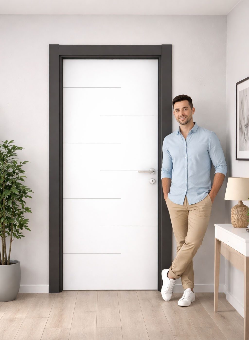 Xlmoebel Zimmertür Hochwertige weiße Melamin-Innentür im modernen Design, Made in Europa