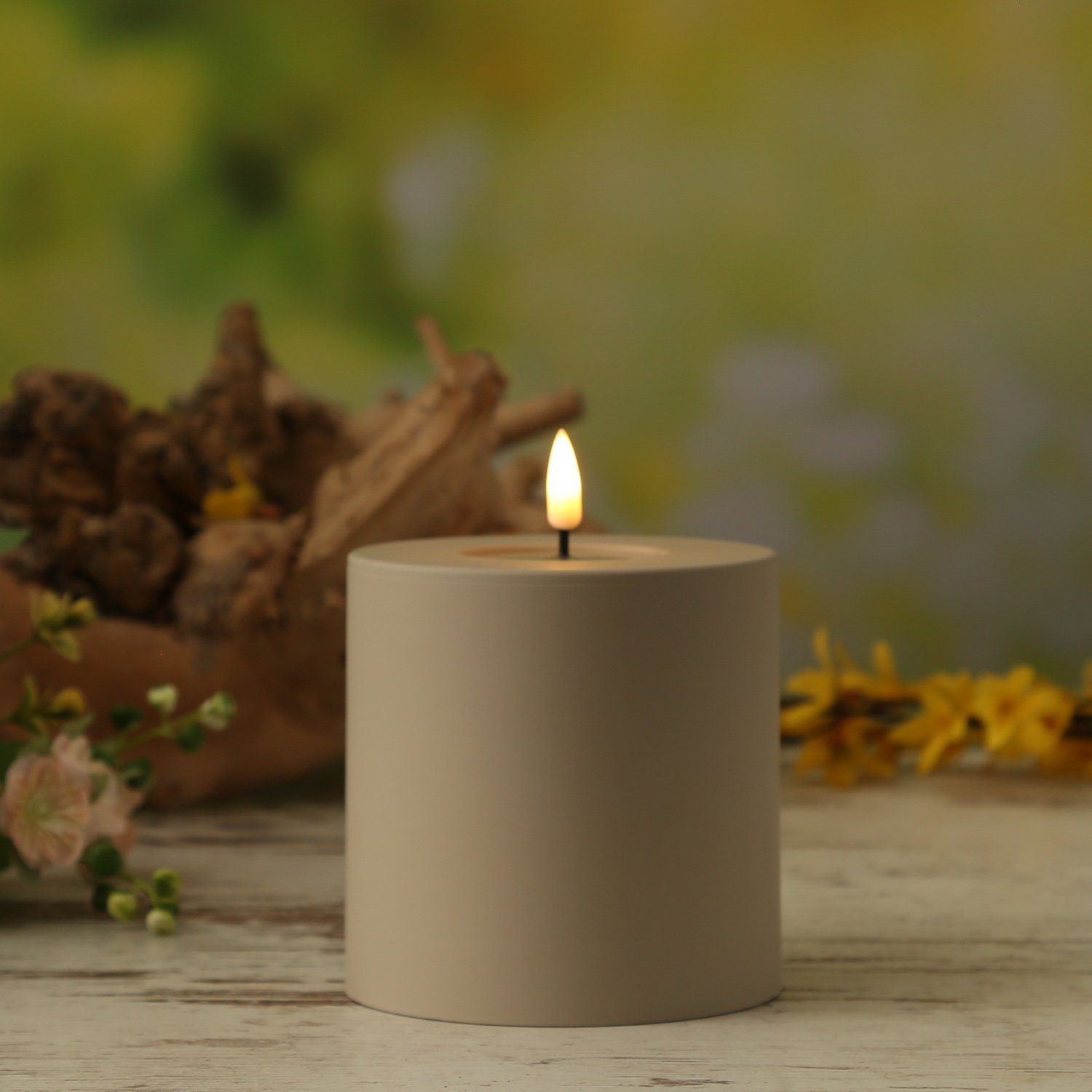 Deluxe Homeart LED-Kerze MIA Deluxe für Außen flackernd H: 10cm D: 10cm san günstig online kaufen