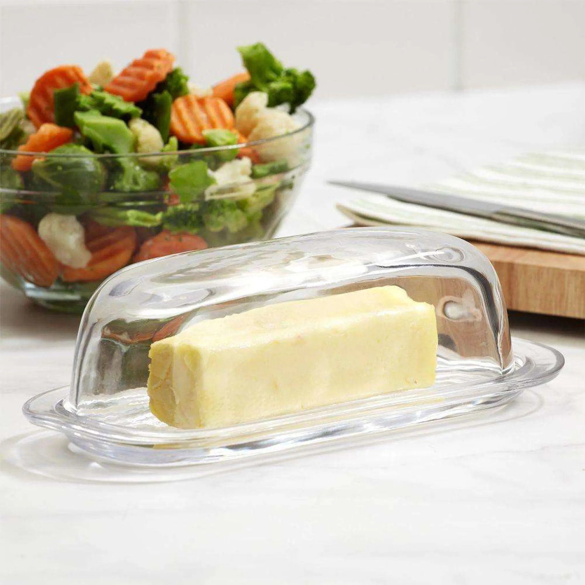 2 aus (Packung, Hartglas Glas, Butterdose Basic 1-tlg., teilig), Basic, Butterdose Pasabahce