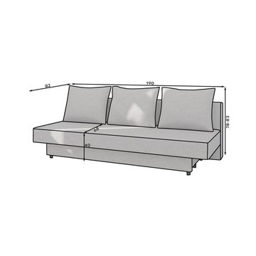 Home Collective Sofa 3-Sitzer Dreisitzer Schlafsofa, mit 3 Dekokissen und Stauraum, Grau Hellgrau umbaubar zum Bett Doppelbett