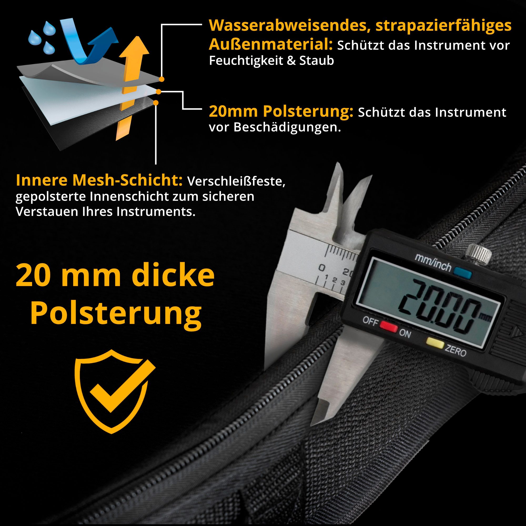 Rocktile Gitarrentasche EGSC-1122BK Softcase für E-Gitarre - Passgenau für jede E-Gitarre, gepolsterter E-Gitarren-Softcase mit Rucksackgarnitur