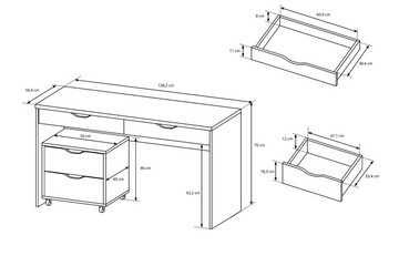 MOEBLO Schreibtischstuhl MEGARA (Kinderschreibtisch Schülerschreibtisch Bürotisch Computertisch für Büro), (BxHxT):138x76x51 cm