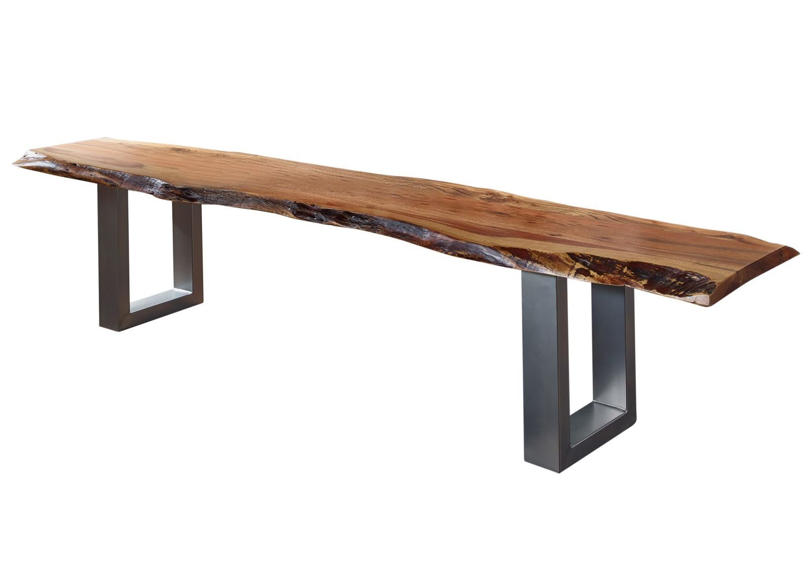 Massivmoebel24 Bank FREEFORM (Baumbank Akazie 220x38x45 Walnuss lackiert FR günstig online kaufen