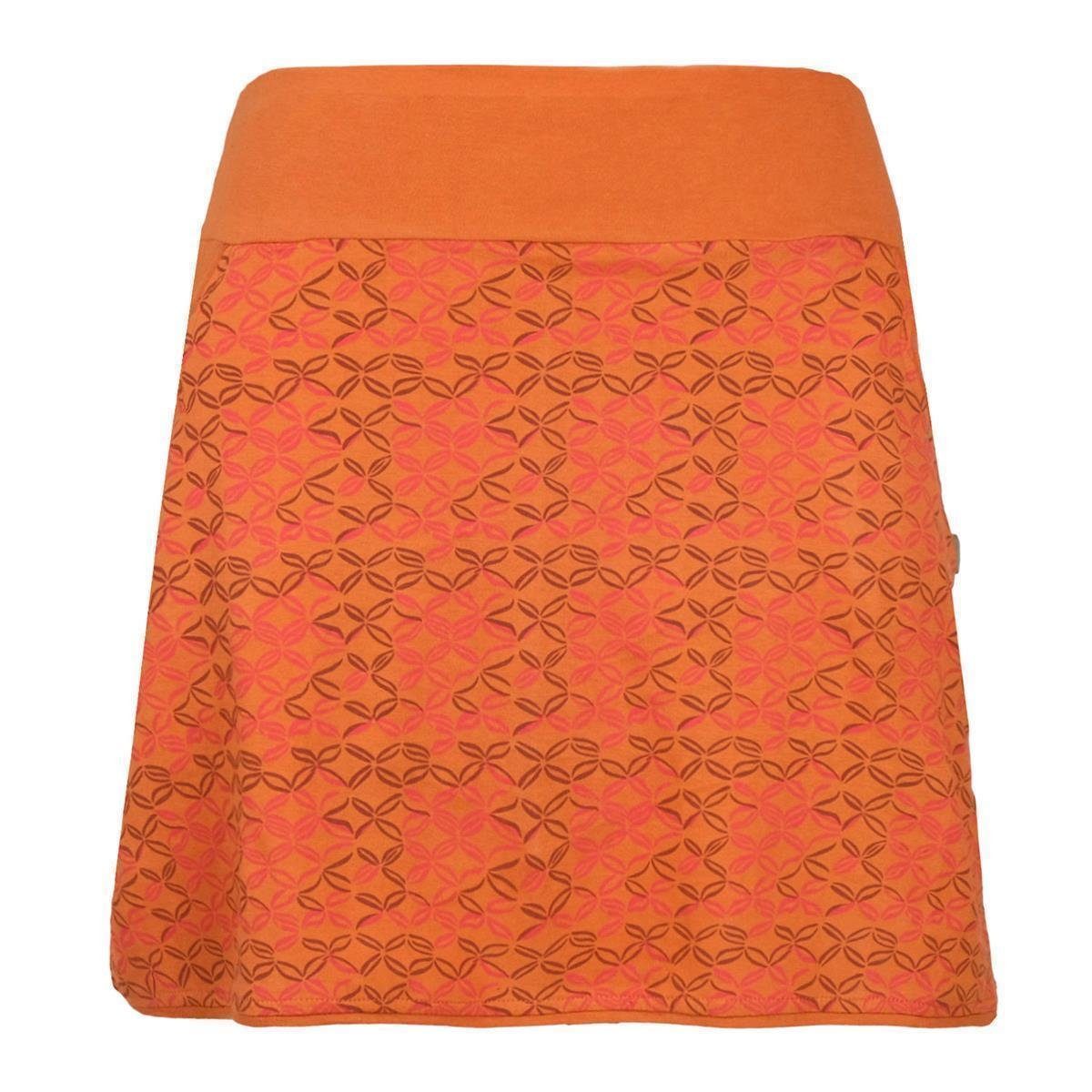 Vishes Jerseyrock Kurzer Damen Baumwoll-Rock Bedruckt Taschen mit Hippie mit Facetten Goa, Retro, orange Style