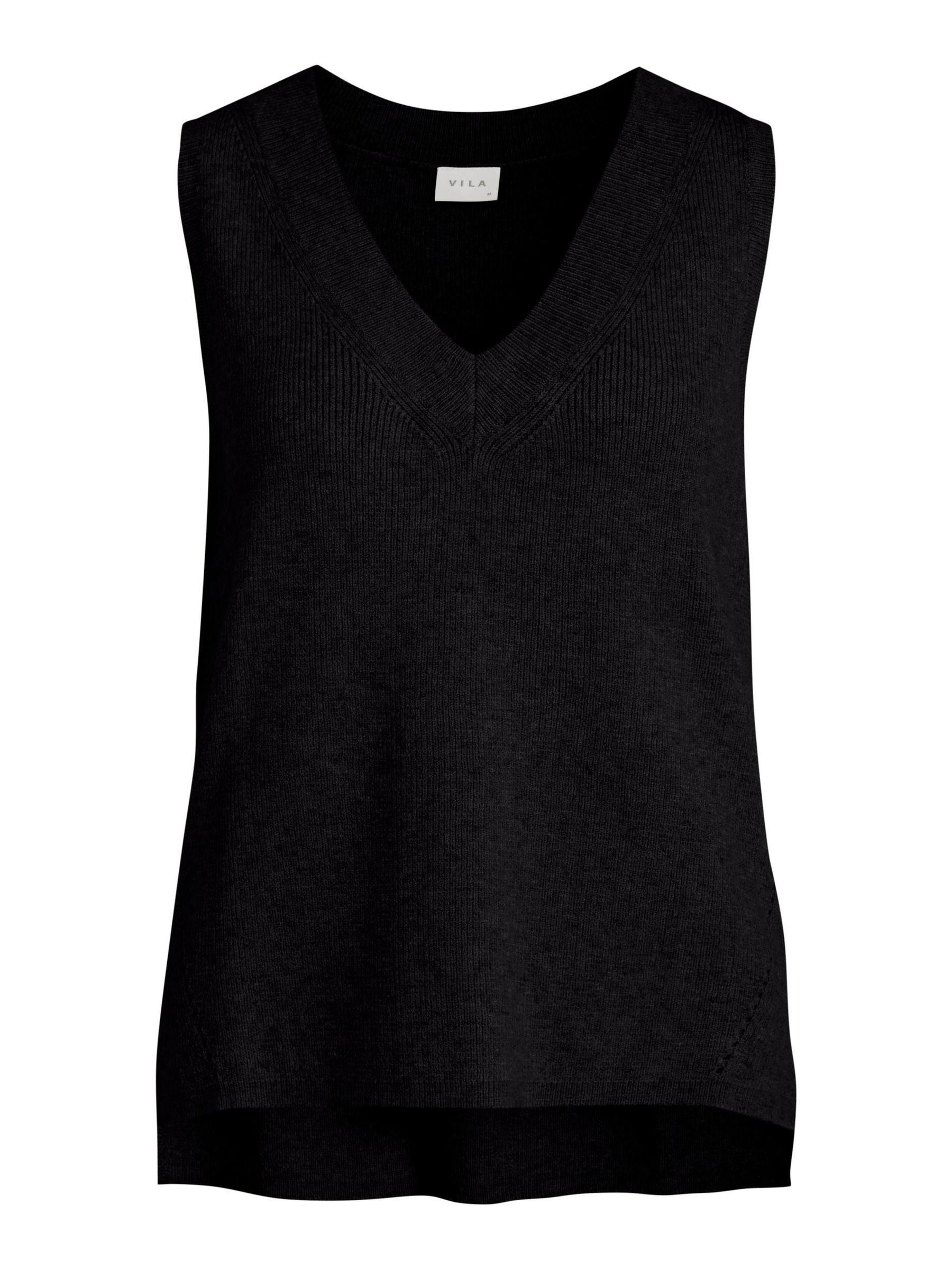 Vila Longpullover VIRIL KNIT RIB V-NECK S/L VEST - NOOS