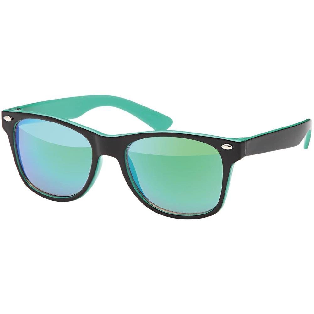 Sonnenbrille Eyewear Linsen Jungen (1-St) BEZLIT mit Kinder schwarzen Türkis/Schwarz/Blau Mädchen Wayfarer