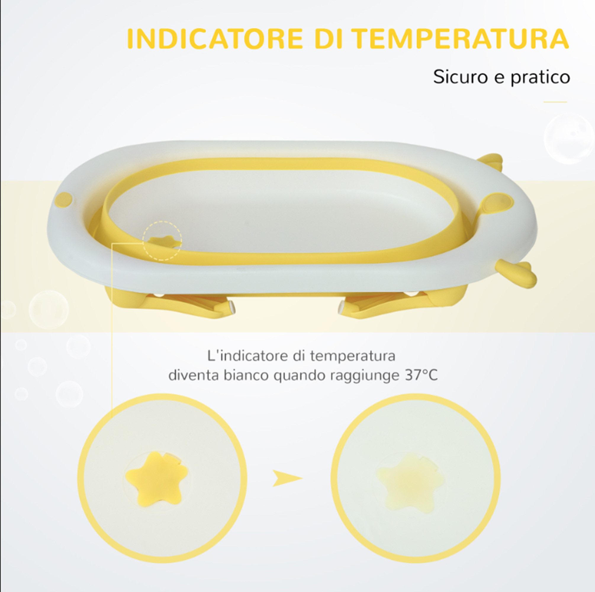 Luckice Babybadewanne Faltbare Babywanne, Zusammenklappbare Badewanne, Kissenpad, (Babywannen-Set, faltbares Kinderbadwannen Komplett-Set, 1-tlg), faltbar nur 9,5 cm dick platzsparend, temperaturwarnender Stopfen