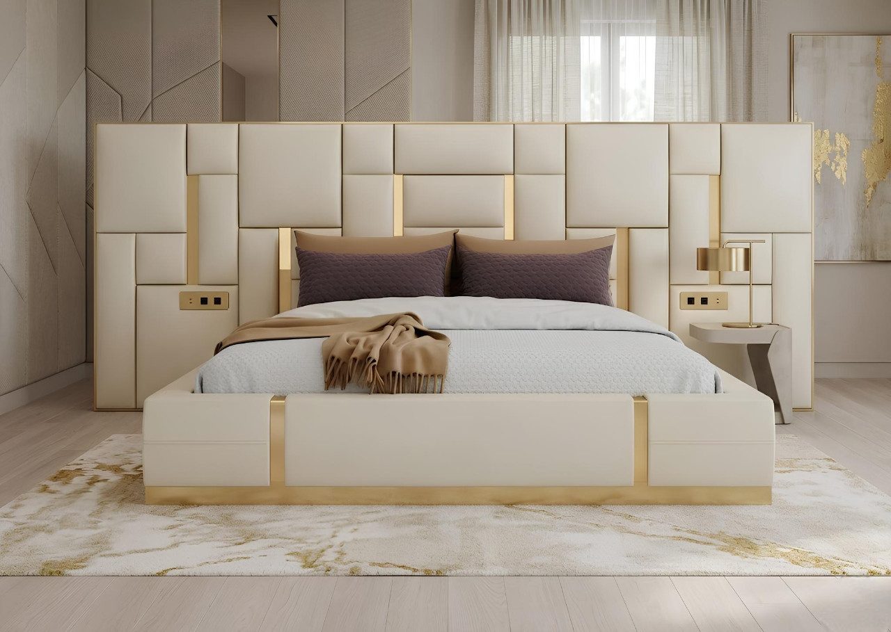 JVmoebel Bett Exklusive Schlafzimmermöbel mit 2 Nachttischen Sofort (Bett), Made in Europa