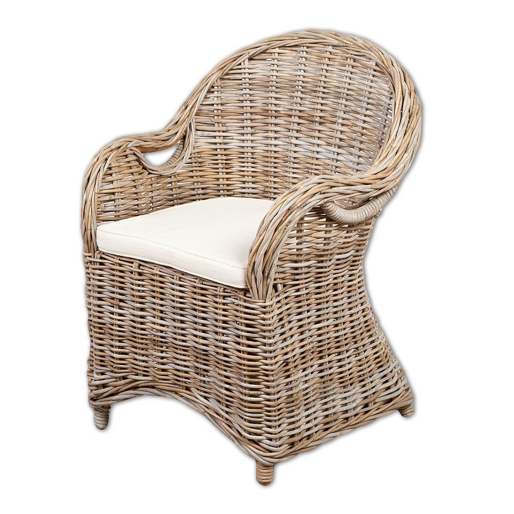 LebensWohnArt Sessel Rattan-Sessel CHARLOTTE Natural Grey günstig online kaufen
