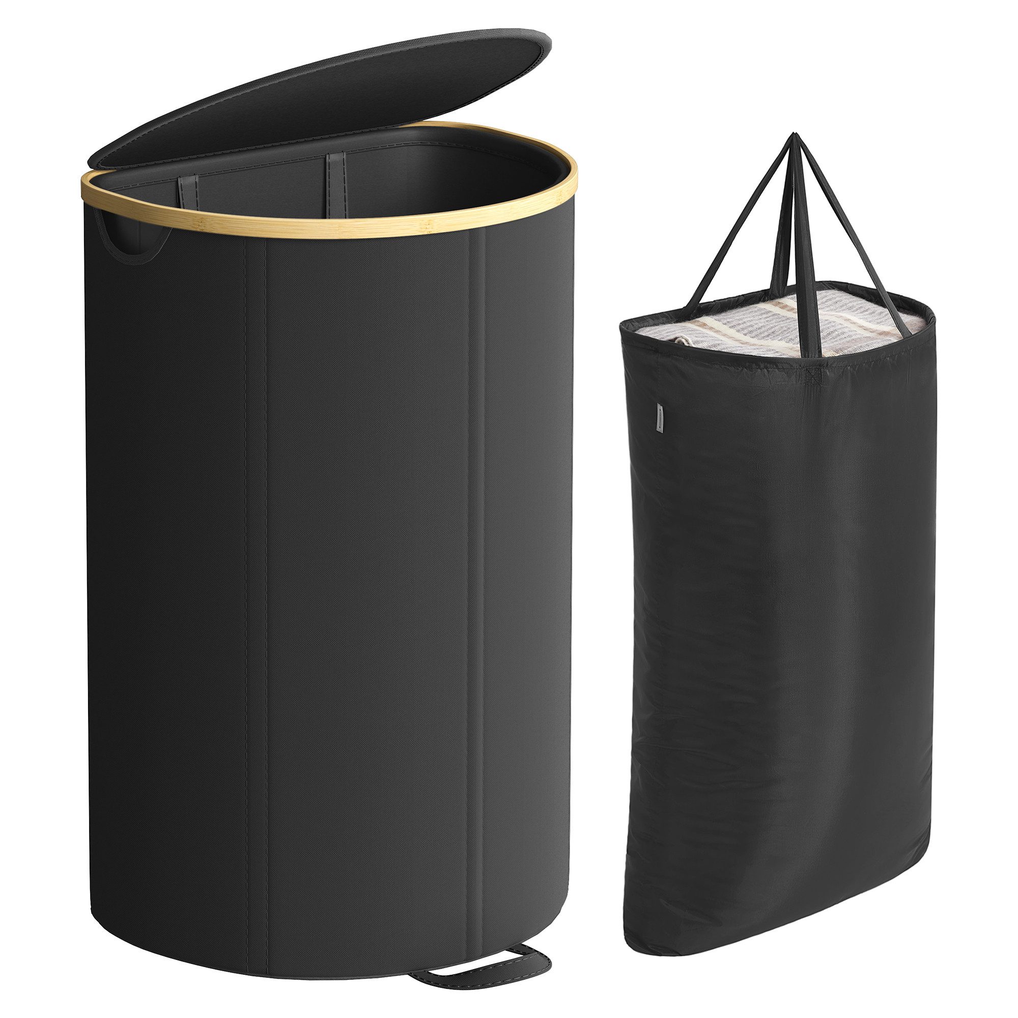 SONGMICS Wäschekorb, Wäschekorb, 90 Liter, Deckel, günstig online kaufen