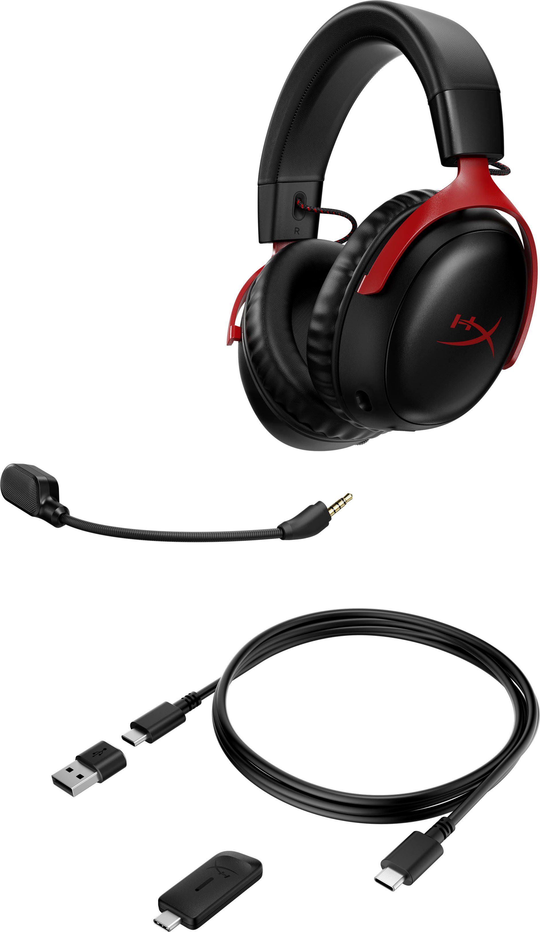 Gaming-Headset schwarz/rot Wireless) III Wireless (Geräuschisolierung, Cloud HyperX