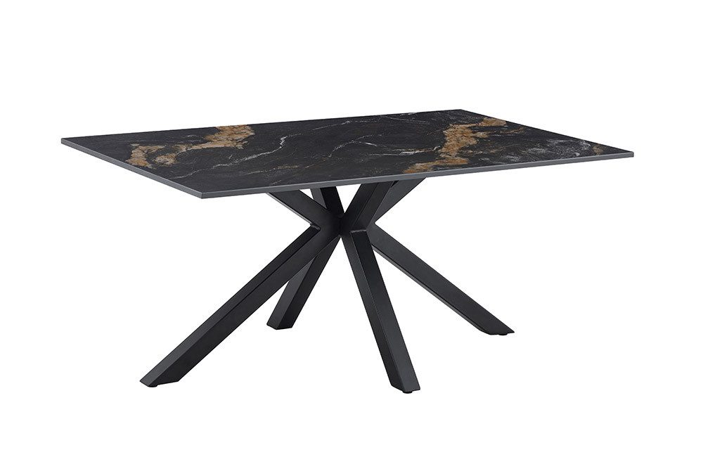 riess-ambiente Couchtisch GALAXIE 100cm schwarz-gold – Keramik, Metallgestell, Aurora Oro (Einzelartikel, 1-St), moderner Wohnzimmertisch mit Ablagefläche – ideal für Wohnbereiche