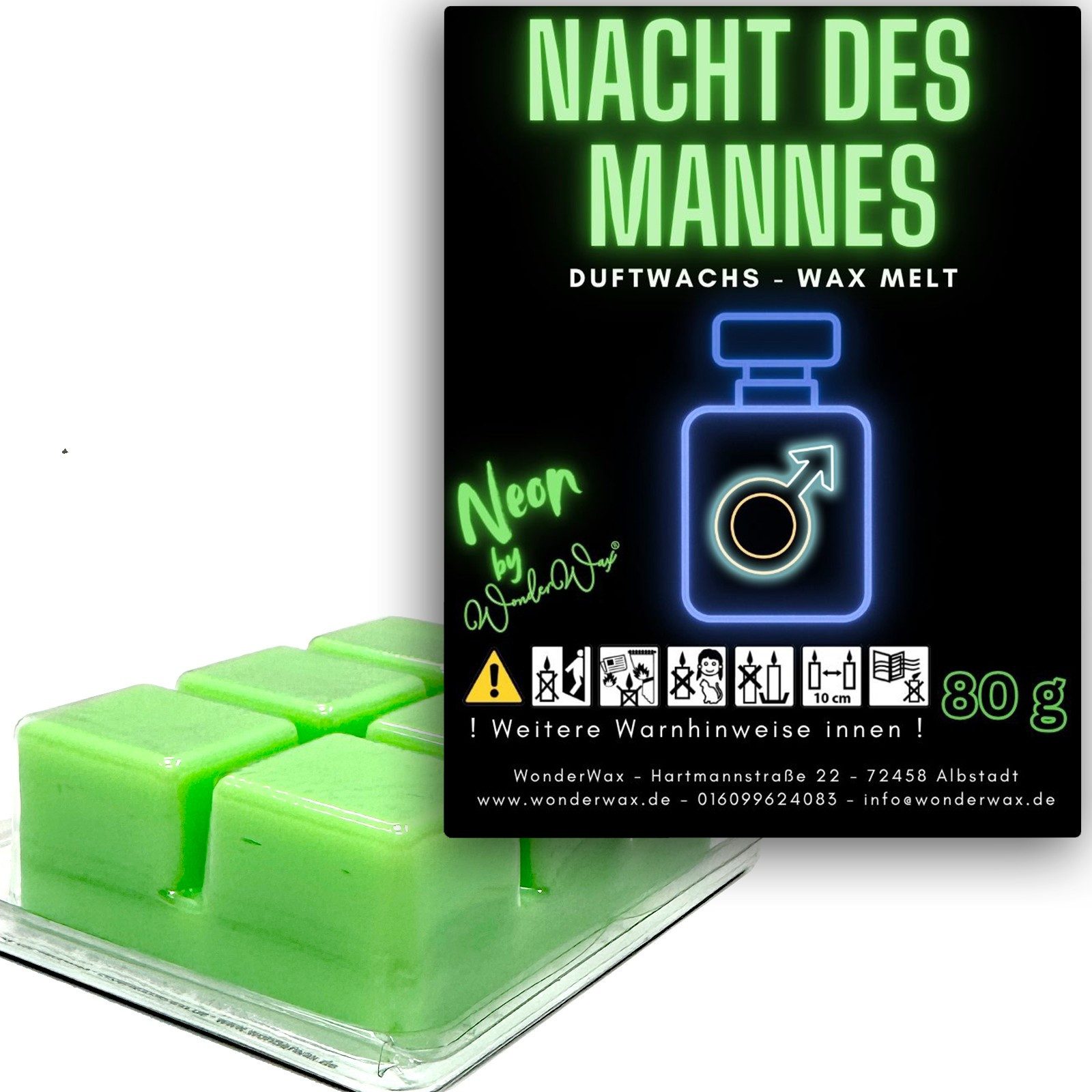 WonderWax Duftwachs WonderWax® Neon Duftwachs 6 Würfel, (Die Nacht des Mannes), Duftrichtung: Die Nacht des Mannes