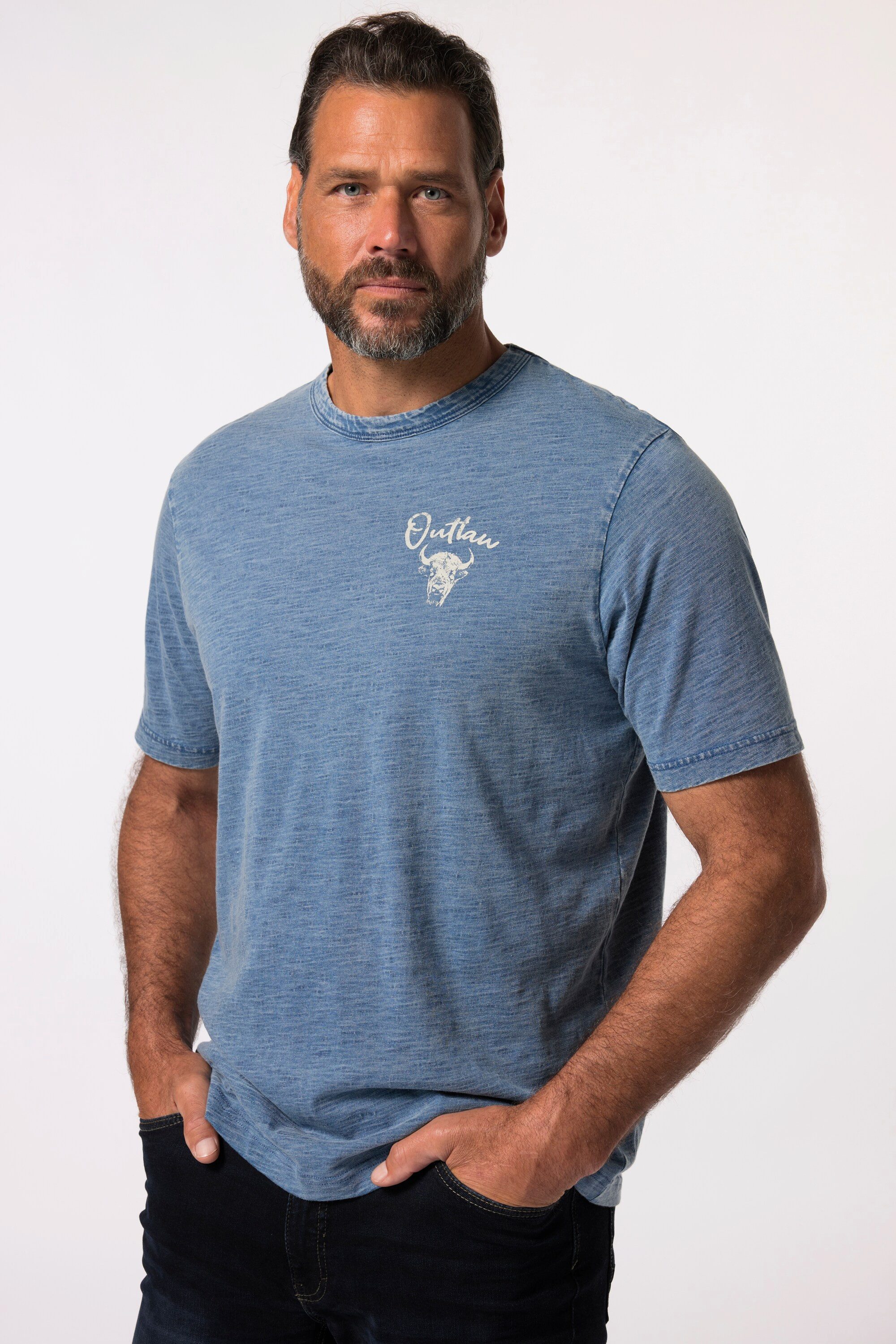 T-Shirt T-Shirt Halbarm Brustprint Vintage Look