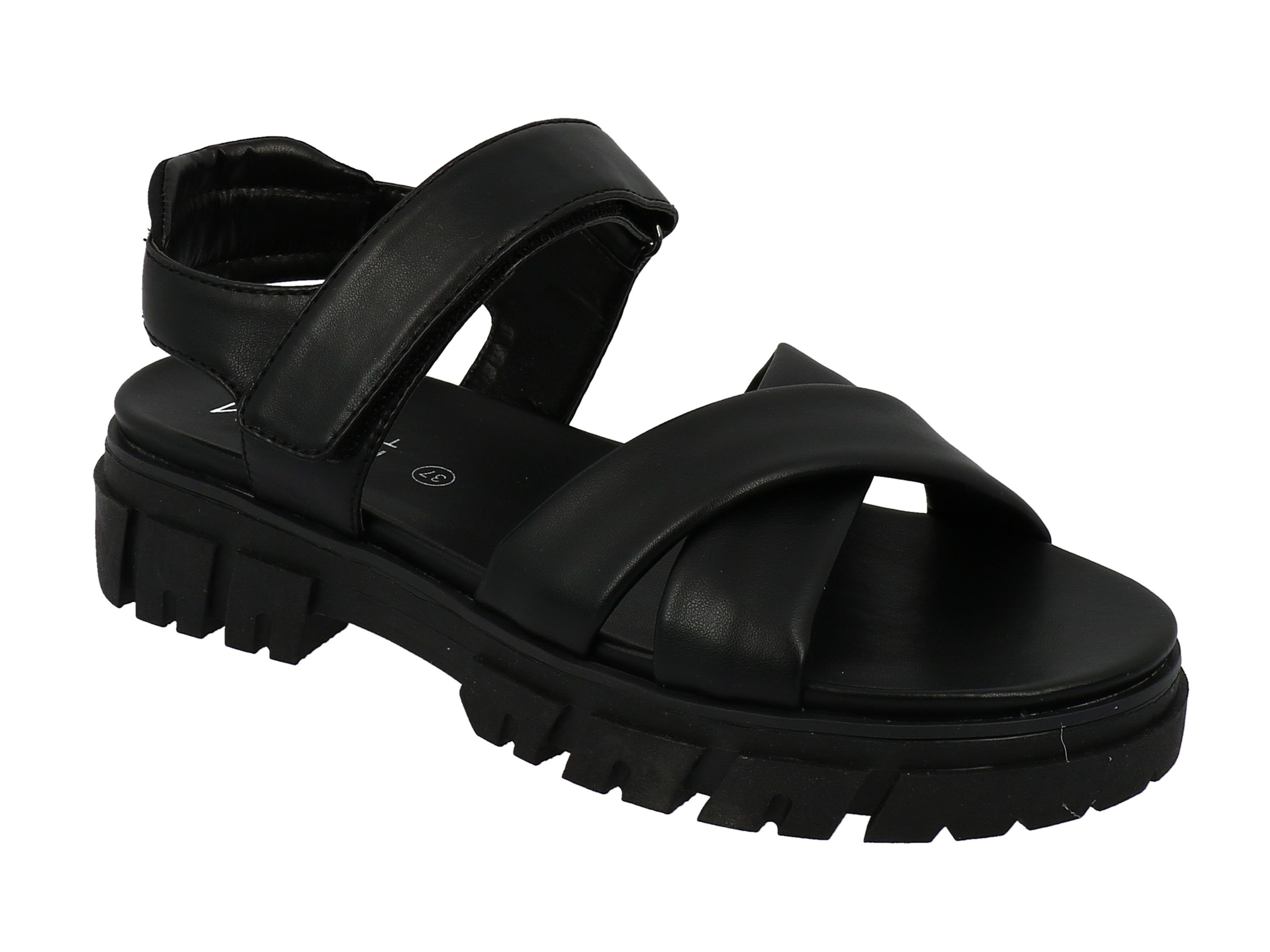 Supremo TOM TAILOR Tom Tailor Denim Damen 3297205 Sandaletten schlicht Logo-Print Riemchensandale schwarz