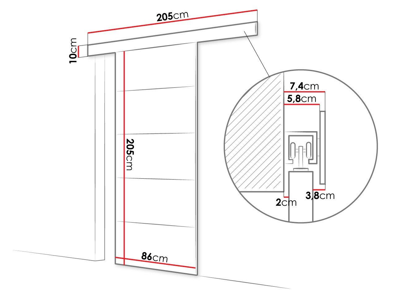 MIRJAN24 Schiebetür Marti 80 III (Universell - Links / Rechts), Einfache Montage, Solide Aluminiumgriffe, Selbstschließsystem
