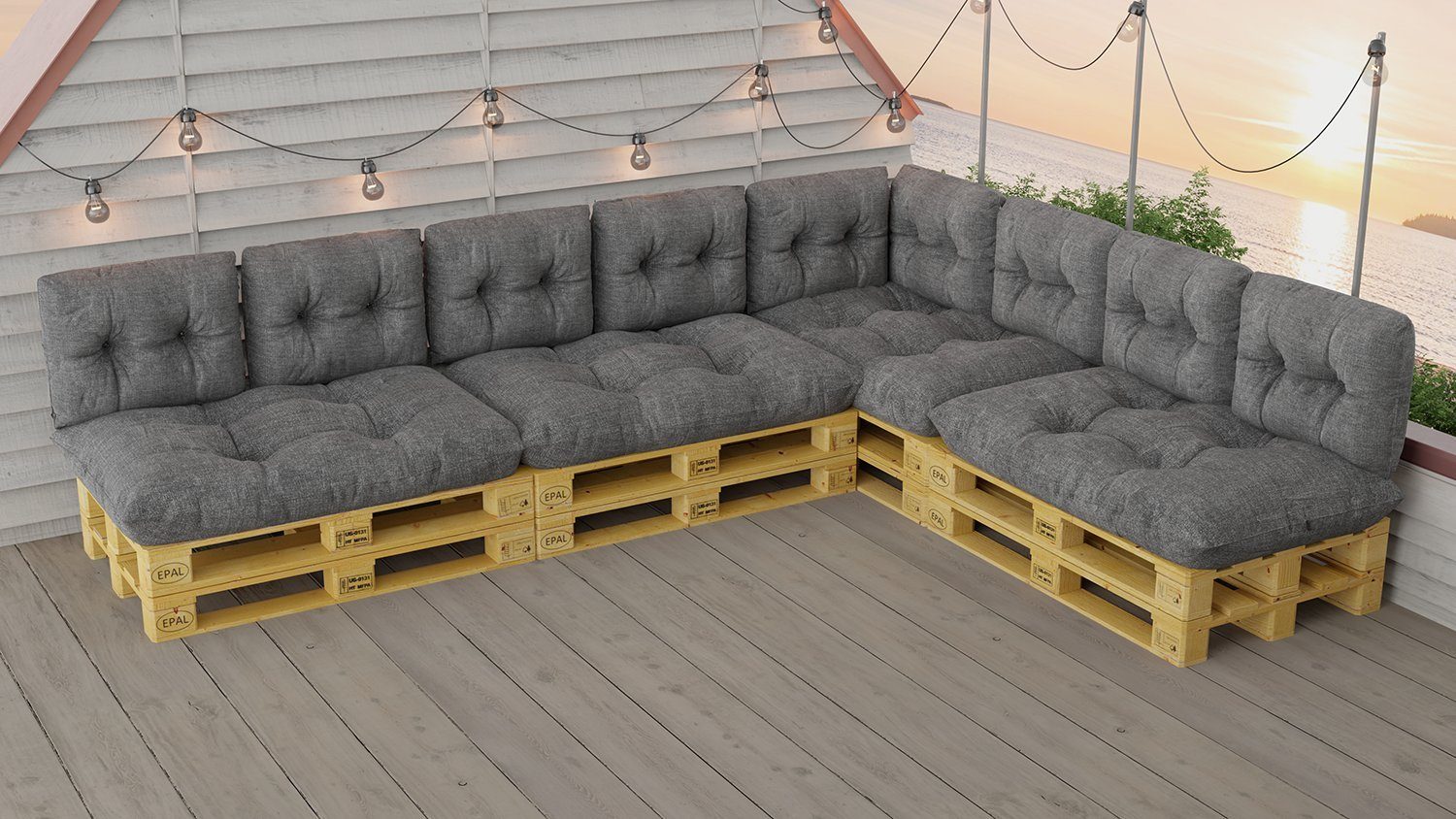 Palettenkissen Set Wasserdicht Outdoor 13ER SET GRAU (774109)