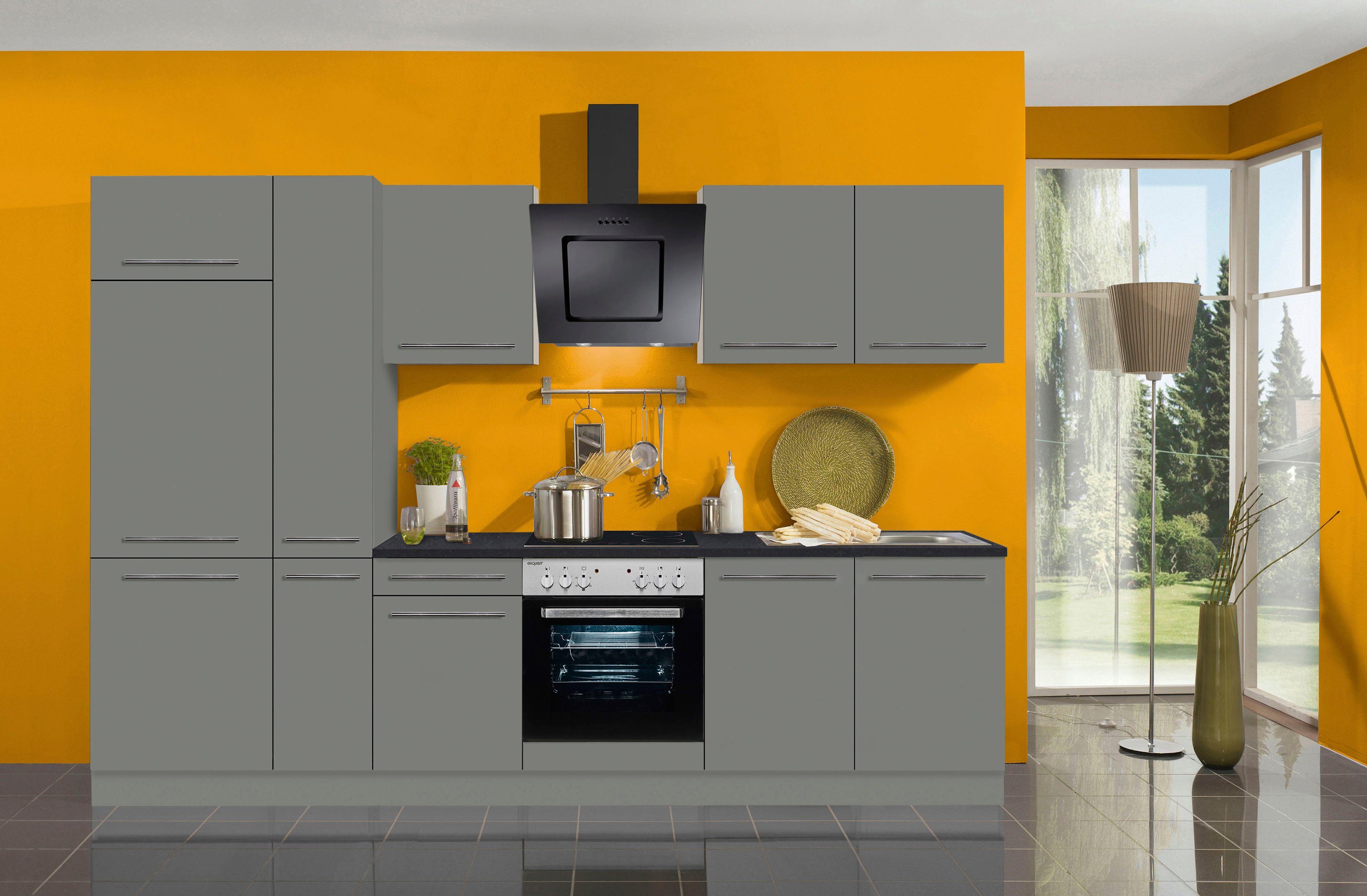 OPTIFIT Küchenzeile E-Geräten, mit Breite Höhenverstellbare Stellfüße Türen, 300 Bern, cm, höhenverstellbare gedämpfte Füße
