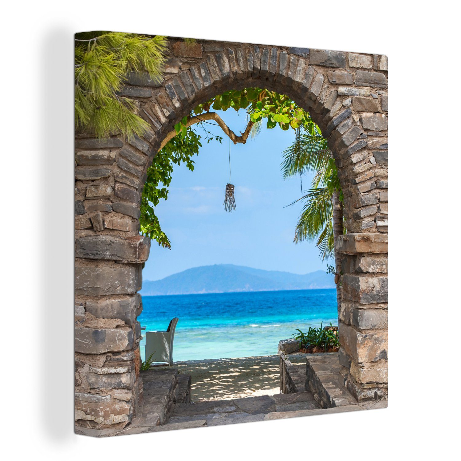 OneMillionCanvasses® Leinwandbild Strand - Meer - Tropisch - Sommer - Aussicht, (1 St), Leinwand Bilder für Wohnzimmer Schlafzimmer