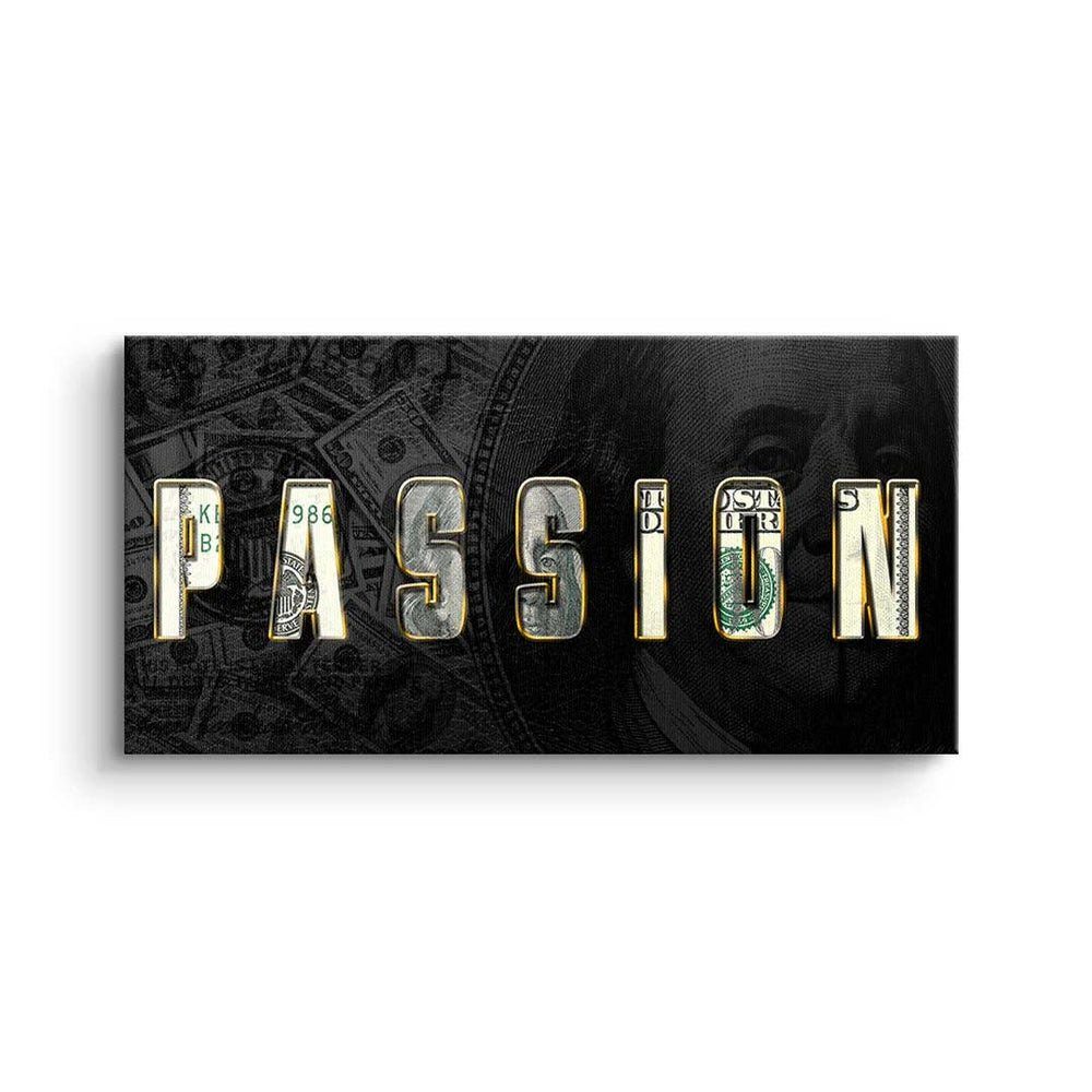 DOTCOMCANVAS® Leinwandbild, Premium Motivationsbild - PASSION - Work hard - elegant ohne Rahmen