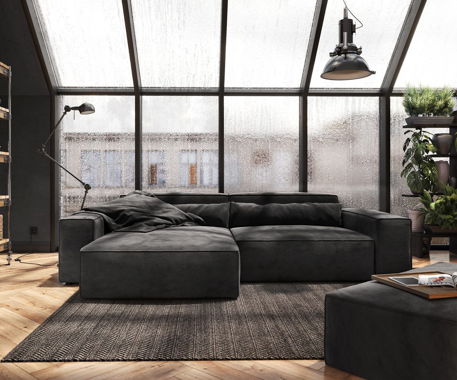 DELIFE Ecksofa Sirpio, XL Mikrofaser Schwarz günstig online kaufen