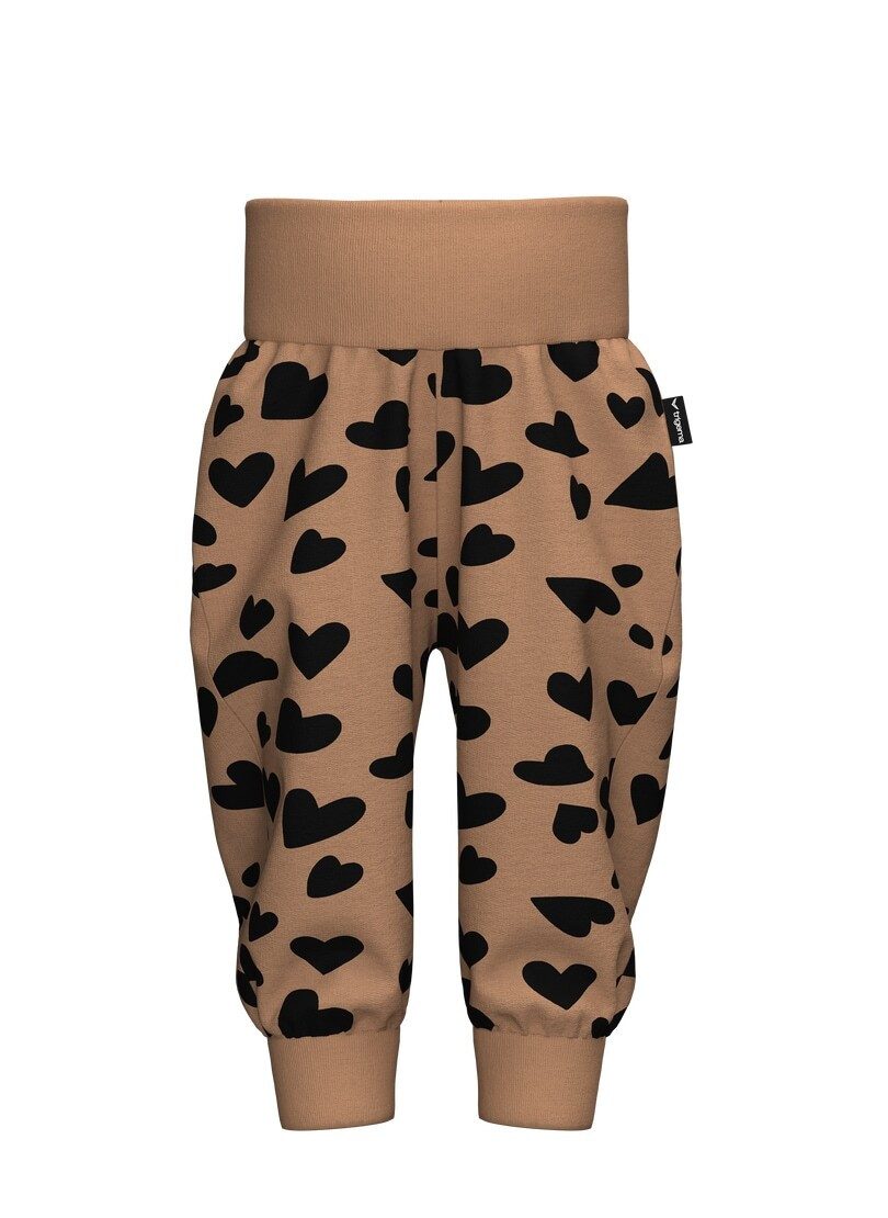 Trigema Jerseyhose TRIGEMA Baby Hose mit Bündchen und Herzmuster (1-tlg)