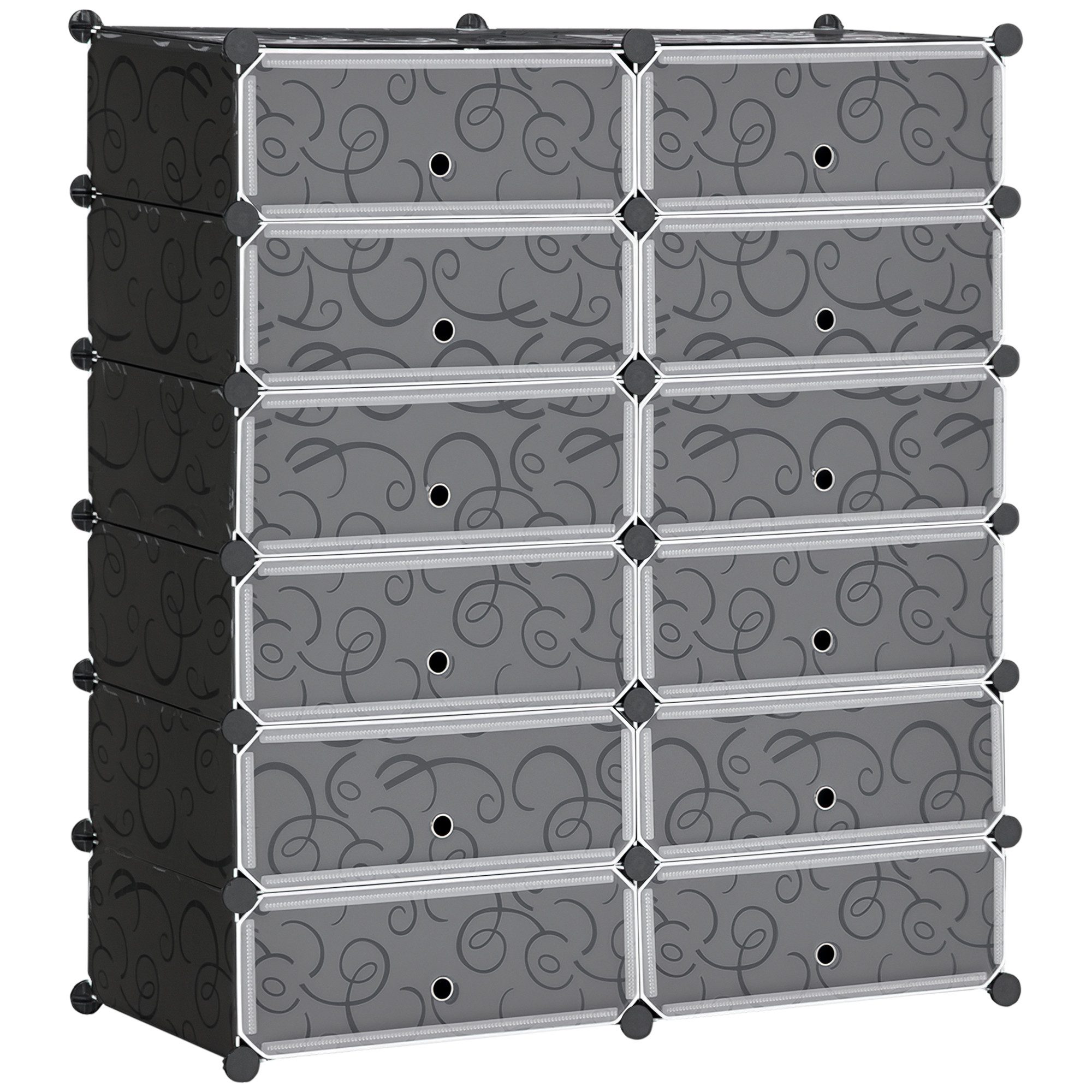 MC Star Bücherregal Modulares Schuhschrank, 94 x 37 x 108 cm (L x B x H), 12 rechteckige Fächer, Kapazität für 24 Paar Schuhe