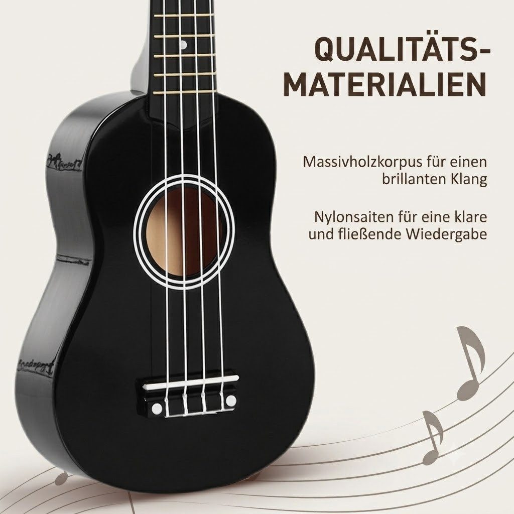 kowdom Ukulele Ukulele Soprano 21 Zoll, für Anfänger, Nylonsaiten, Set, Soprano, Ukulele, Komplettset mit Zubehör, Ukulele, Soprano, 21 Zoll, Anfänger, Nylonsaiten