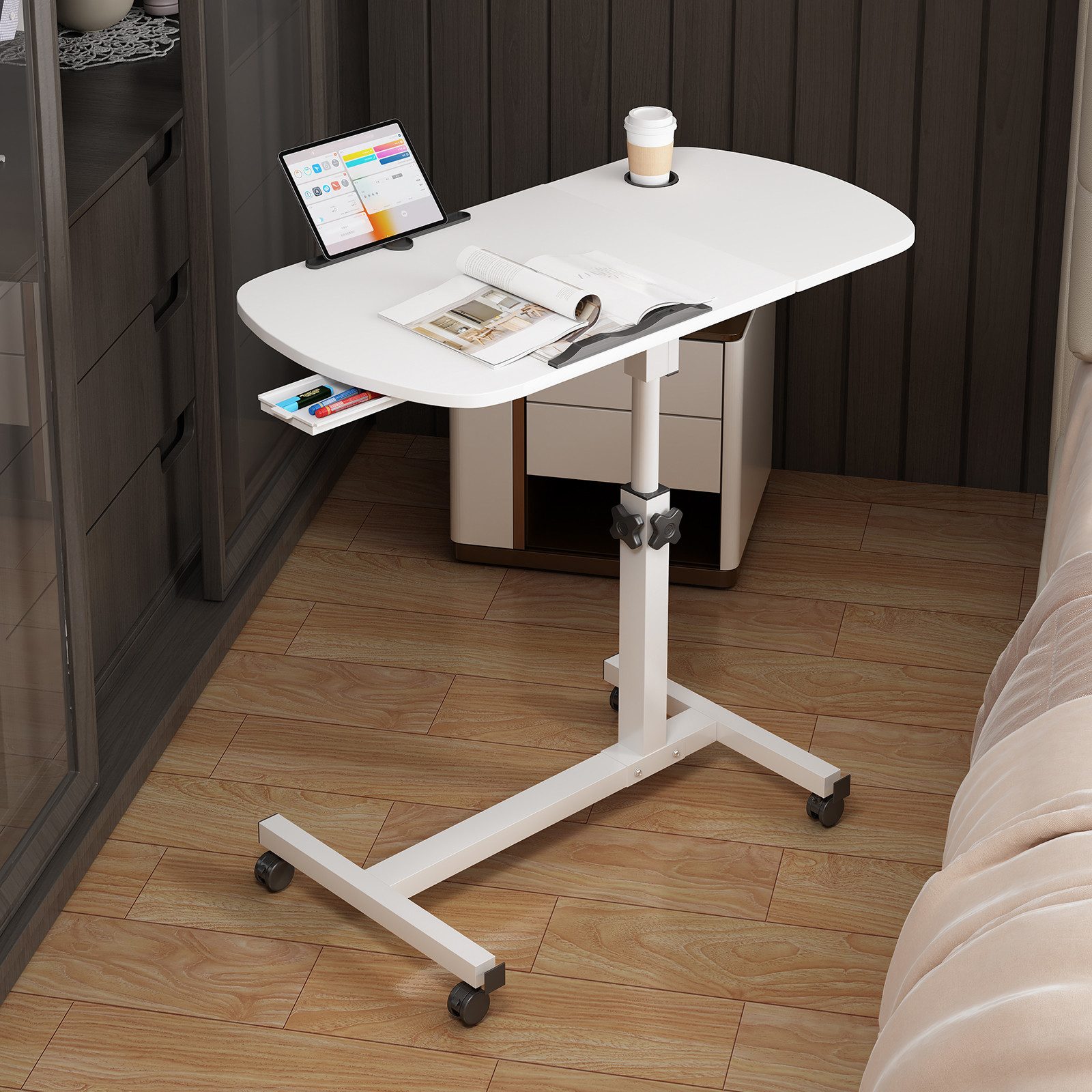JEOBEST Computertisch Laptoptisch auf Rollen, Beistelltisch günstig online kaufen
