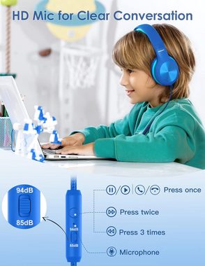 Nabevi mit Kabel, 85/94dB Lautstärkegrenze, HD-Ton Kinder-Kopfhörer (Entdecken Sie natürliche Schönheit mit unseren hochwertigen Produkten., Sharing-Funktion, Over-Ear Verstellbare Faltbare mit Mikrofon)