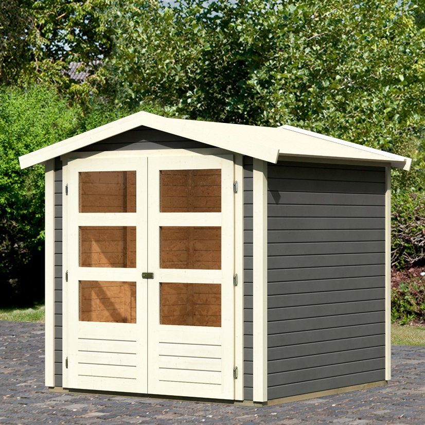 Karibu Gartenhaus Amberg 2, BxT: 213x197 cm, (Set), anthrazit, naturbelassen oder terragrau, Made in Germany