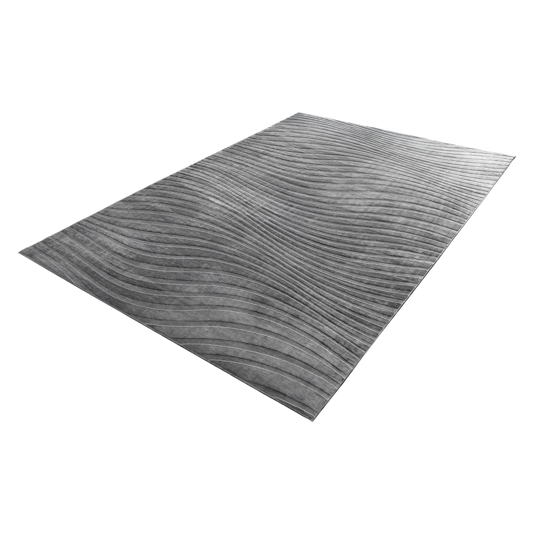 riess-ambiente Designteppich WAVE 230x160cm anthrazitt · Kurzflor-Teppich m günstig online kaufen