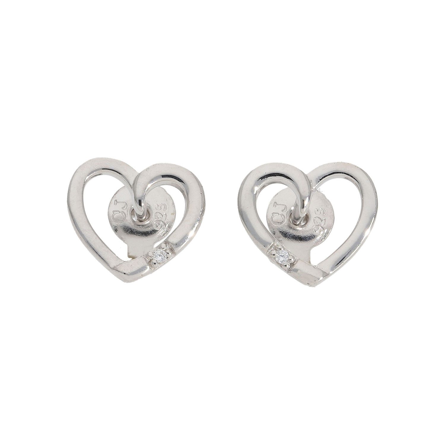 Paar Ohrstecker Ohrstecker Silber 925 Rhodiniert Zirkonia Herz JL10-06-3778 JuwelmaLux