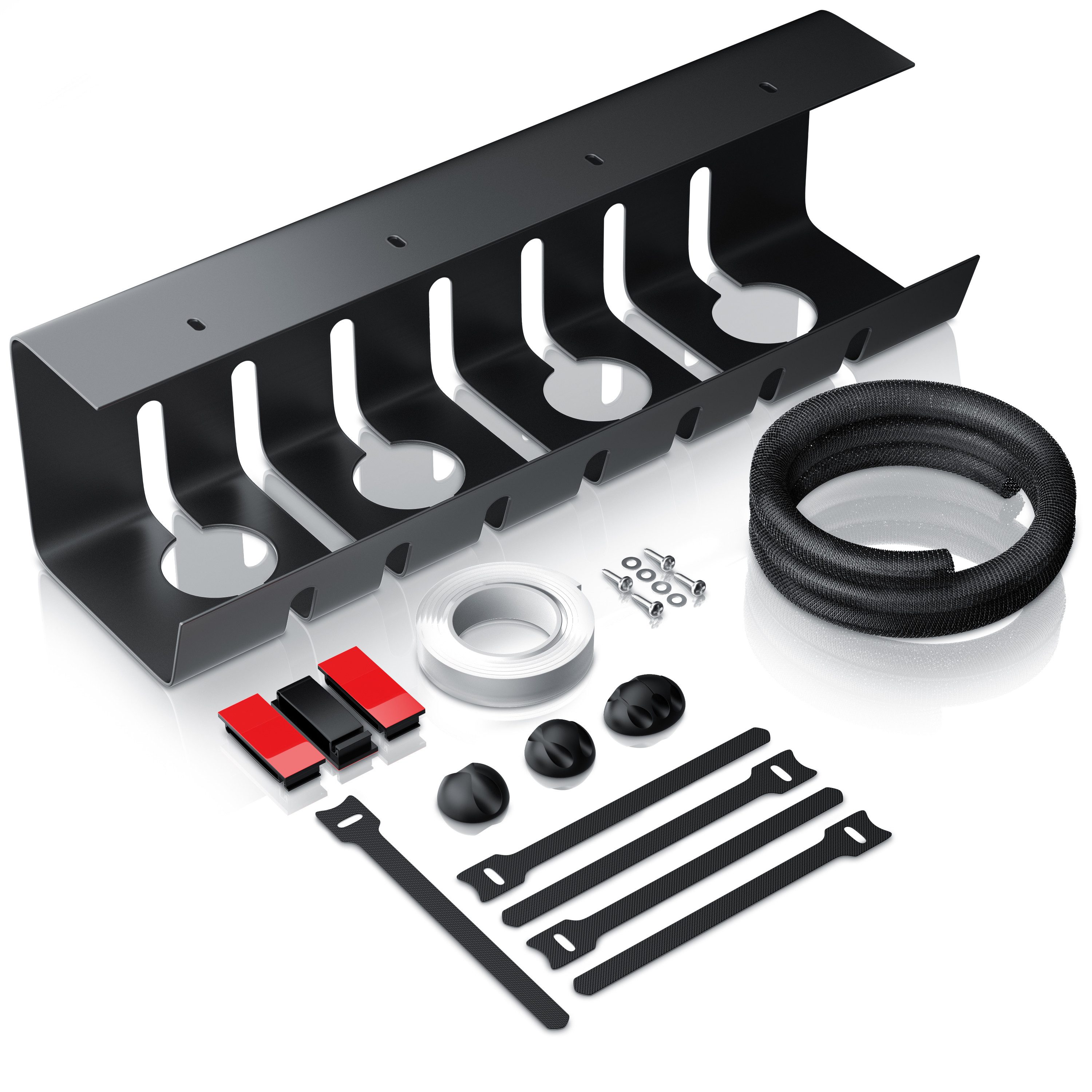 BEARWARE Kabelkanal für Schreibtisch, Untertisch Kabelhalter, Kabelmanagement ohne Bohren (Set), Edelstahl Kabelführung für Zuhause, Büro & Office, Kabelorganisation