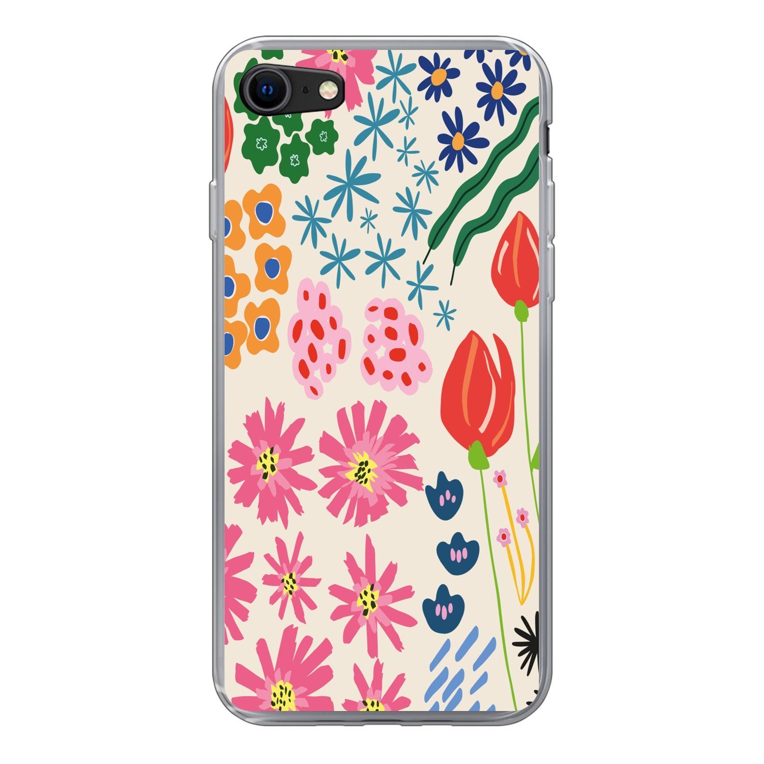 MuchoWow Handyhülle für Apple iPhone 7 Blumen - Gestaltung - Tulpe, Smartphone-Bumper, Print, Handy Schutzhülle Dünn