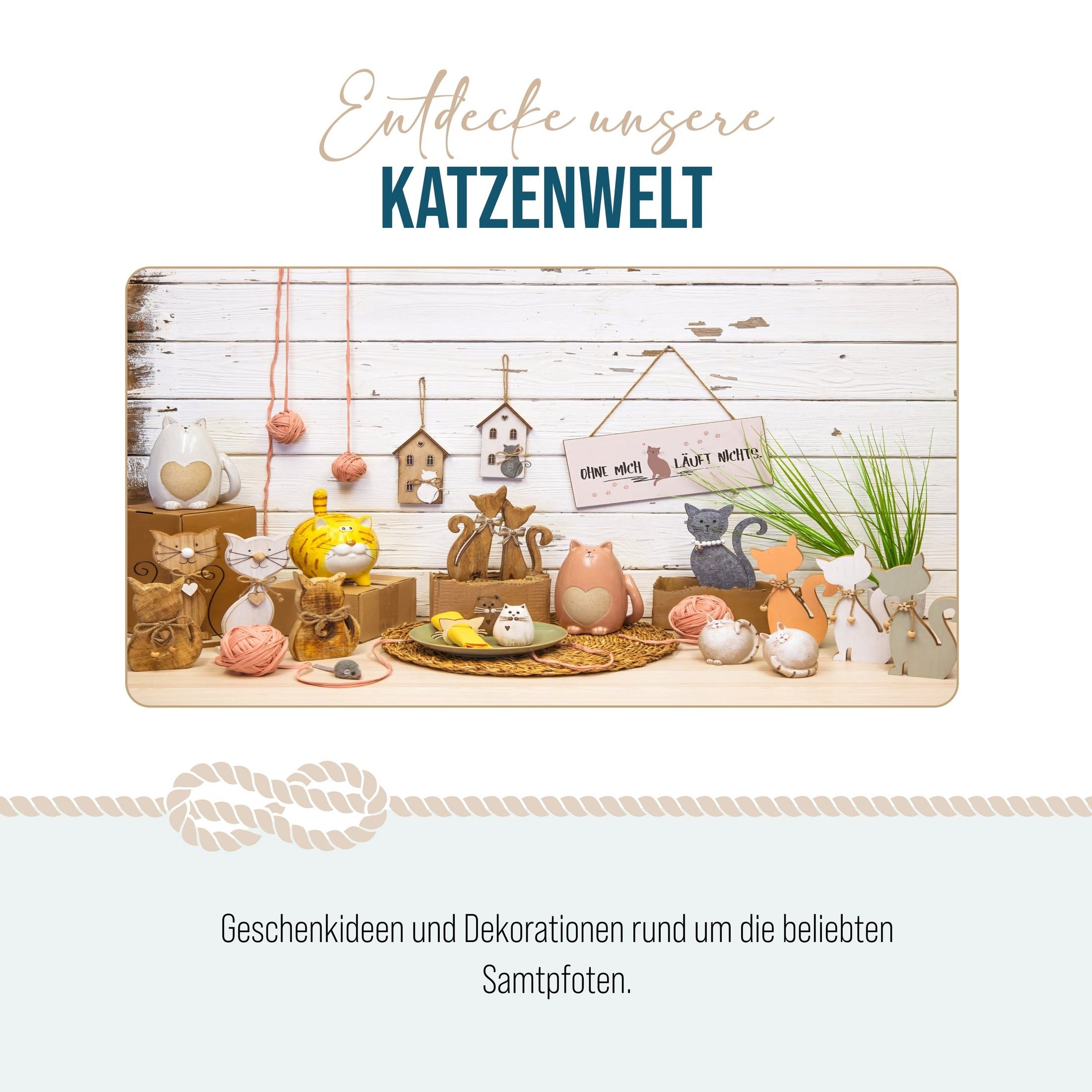 Logbuch-Verlag Dekofigur Katze Dekofigur aus Keramik mit Herzen gold weiß 13 cm
