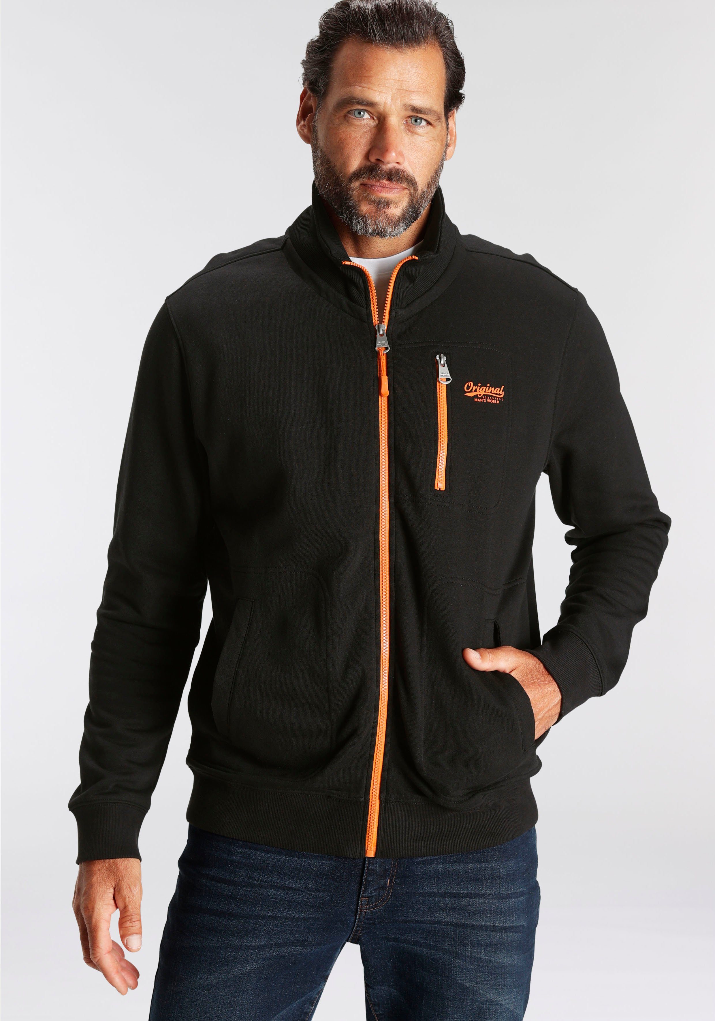 Man's World Sweatjacke mit kontrastfarbigem Reißverschluss