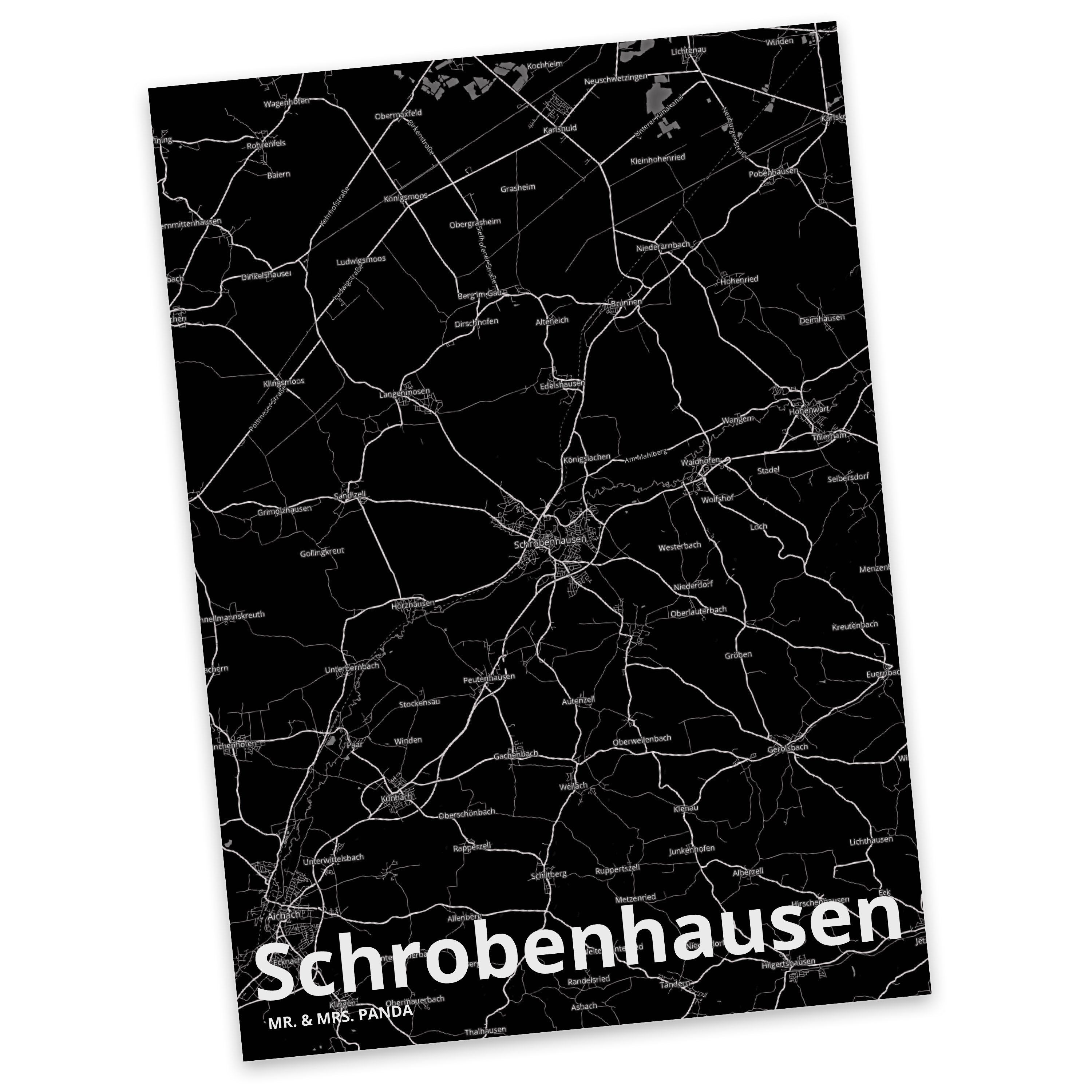 Mr. & Mrs. Panda Postkarte Schrobenhausen - Geschenk, Stadt Dorf Karte Landkarte Map Stadtplan | Grußkarten