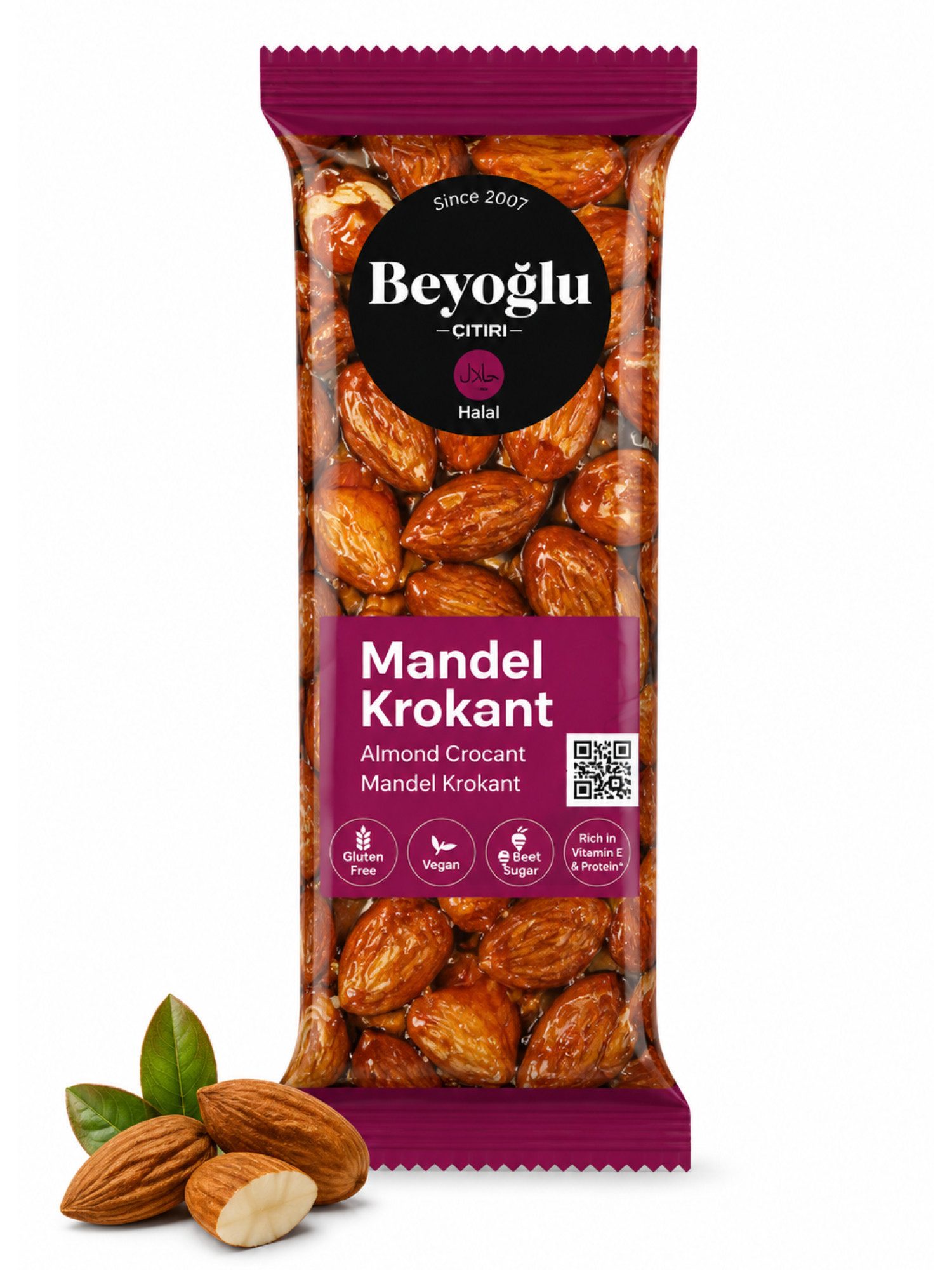 Beyoglucitiri Cerealien Beyoğlu Mandelkrokant 40 g, 1 x, Mit 56 % Mandeln Glutenfrei Mit Rübenzucker Ohne Konservierungsstoffe