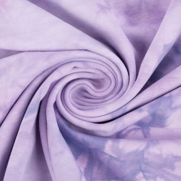 SCHÖNER LEBEN. Stoff Baumwolljersey Jersey TIE DYE Batik flieder lila 1,45m Breite, allergikergeeignet