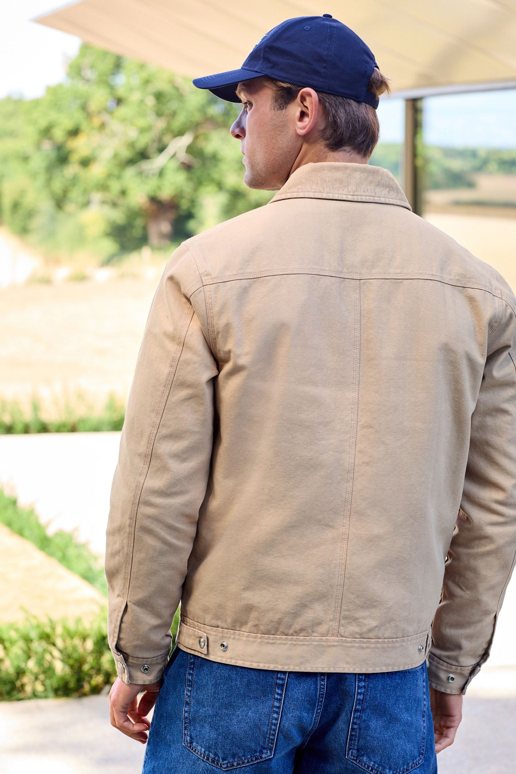 Next Canvasjacke Arbeitsjacke mit Cordkragen 100 % Baumwolle (1-St) günstig online kaufen
