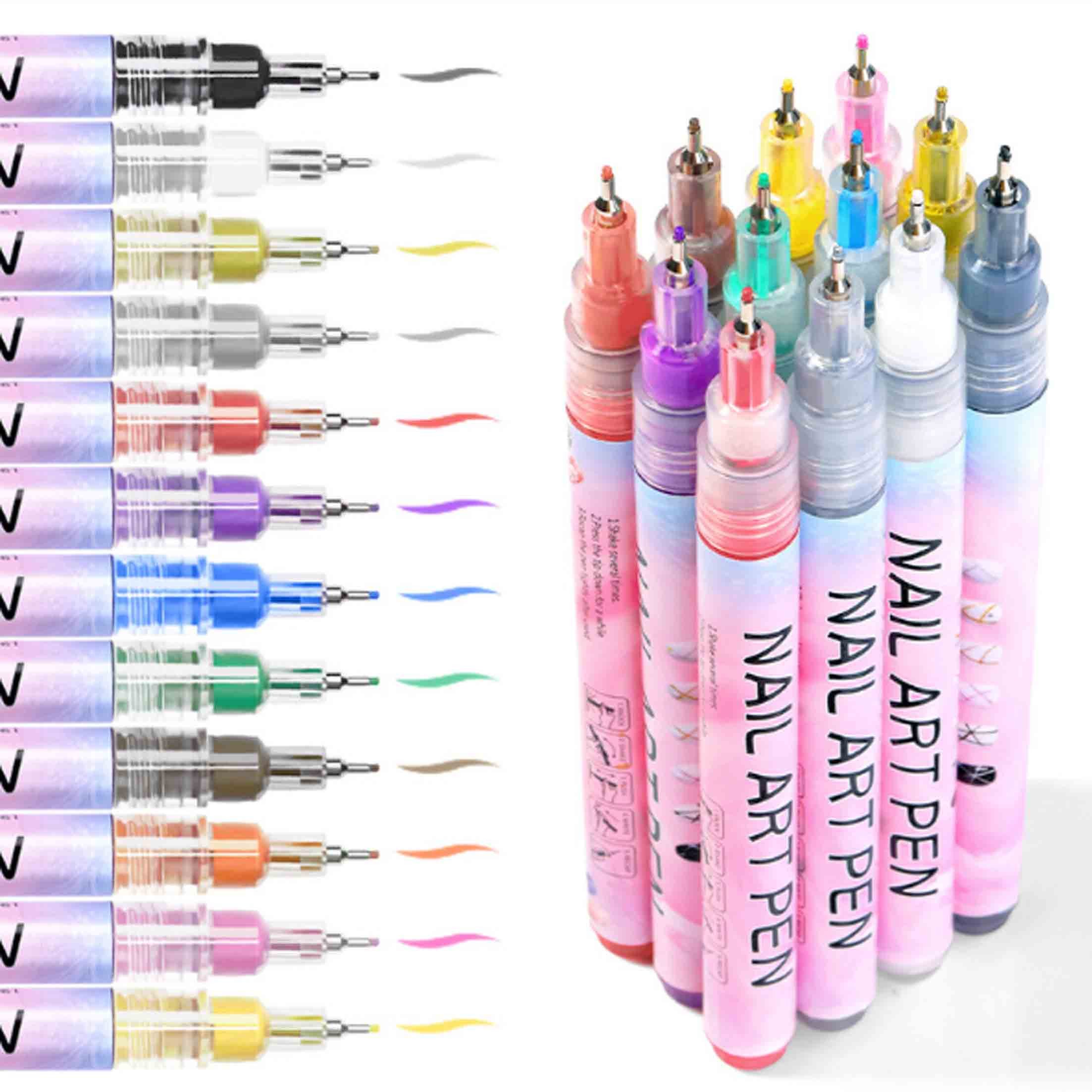 KINSI Nageldesign Zubehör 12 Farben Nail Art Stift Set, Punkt- & Linienstift, DIY Nagelkunst, 12-tlg., Acrylfarbe Nailart-Stifte-Set für Zuhause und Den Salon N – Bild 3 von 5