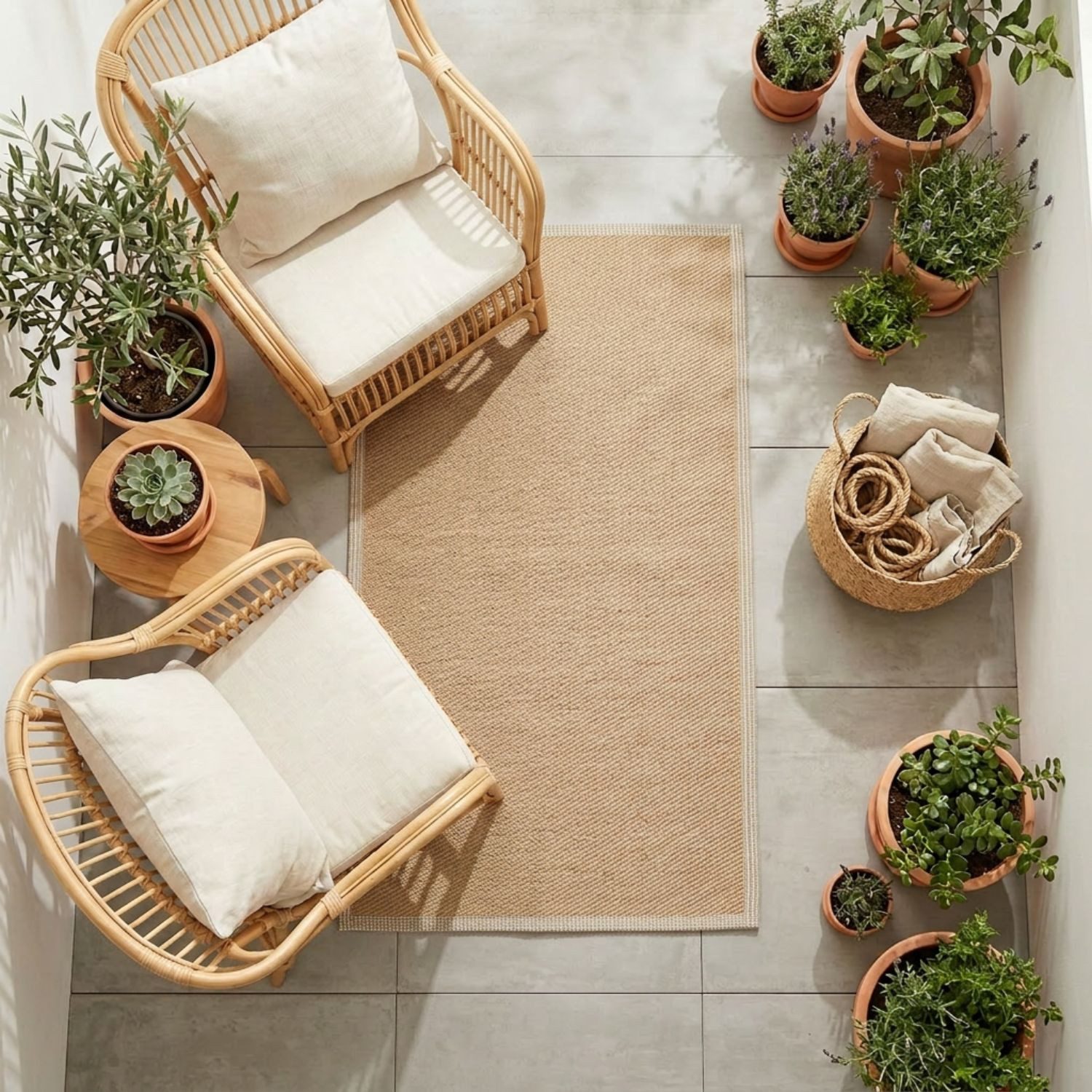 Marrakesch Orient & Mediterran Interior Outdoorteppich Outdoor Teppich Jute-Optik aus recyceltem Polypropylen 90 x 150 cm, Höhe: 1 mm